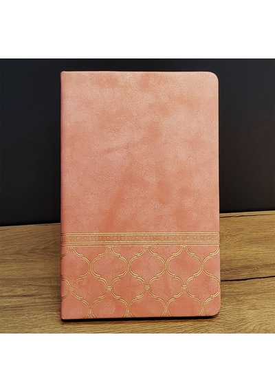 Özel Üretim Hatıra Defteri Masa Üstü Somon Rengi Desenli Deri Defter Çok Renkli