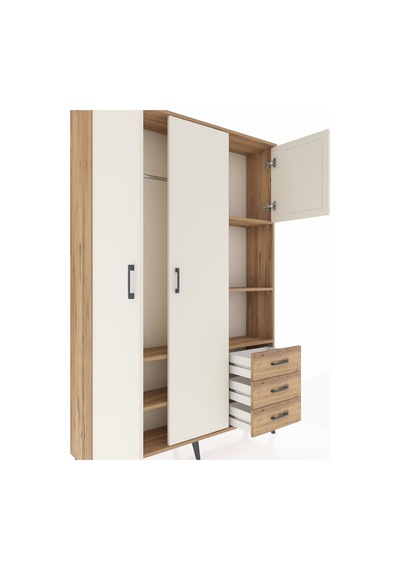 Arges Dolap 5 Raflı 3 Çekmeceli Tek Askılı 132x30x195 Çam-aytaşı/çam Aytası/atlas Çam Arges Dolap 5 Raflı 3 Çekmeceli Tek Askılı 132x30x195 Çam-aytaşı/çam Aytası/atlas Çam