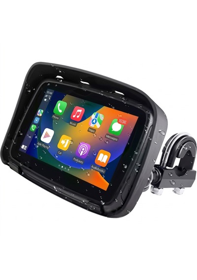 Su Geçirmez 5 İnç Güneşlikli Ips Dokunmatik Ekranlı Taşınabilir Kablosuz Carplay Android Auto Gps Motosiklet