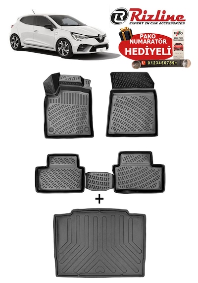 Renault Clio 5 2019-2025 Havuzlu Paspas Ve Bagaj Havuzu Seti