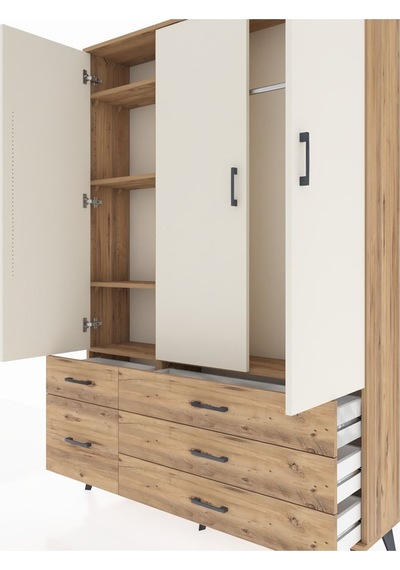 Arges Dolap 5 Raflı 5 Çekmeceli Tek Askılı 132x30x195 Çam-aytaşı/çam Aytası/atlas Çam Arges Dolap 5 Raflı 5 Çekmeceli Tek Askılı 132x30x195 Çam-aytaşı/çam Aytası/atlas Çam