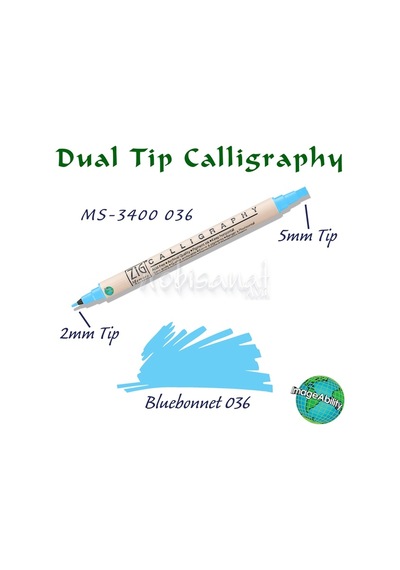 Zig Calligraphy Çift Uçlu Kaligrafi 2 Mm + 5 Mm 036 Blue Bonnet