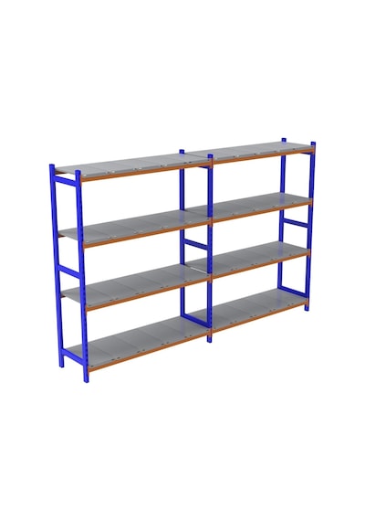 4 Katlı Duble Depo Rafı - 300-350 Kg Taşıma Kapasiteli Hafif Rack Raf 60x150x200 Cm Gri