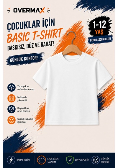 Overmax Çocuk Basic Tişört Baskısız Düz Kısa Kollu Unisex Günlük T-shirt 1-12 Yaş Beyaz - 903023229 Beyaz Overmax Çocuk Basic Tişört Baskısız Düz Kısa Kollu Unisex Günlük T-shirt 1-12 Yaş Beyaz - 903023229 Beyaz