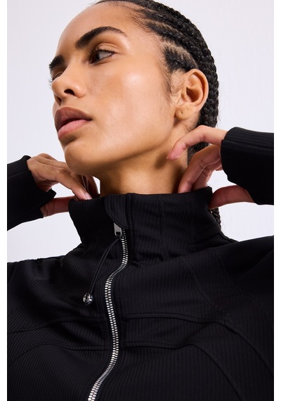 Defacto Slim Fit Dik Yaka Fermuarlı Dikiş Detaylı Spor Basic Hırka H5211ax26aubk81 Siyah-bk81