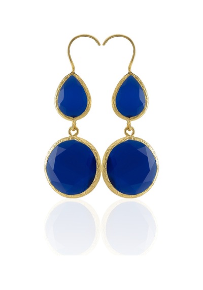 Kadir Jewellery 22 Ayar Altın Kaplama Kadın Taşlı Küpe -el İşçiliği Ve Hipoalerjenik Küpe Parlement Mavisi 25828501