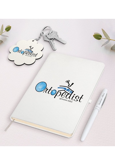 Kişiye Özel Ortopedist Beyaz Defter Kalem Ve Anahtarlık Se N11.4755