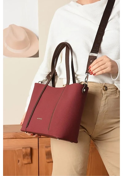 Just Polo Orijinal Kadın Yeni Sezon Büyük Boy El Ve Omuz Çantası Yeni Sezon Shopperboy 24 En 33 Cm Bordo
