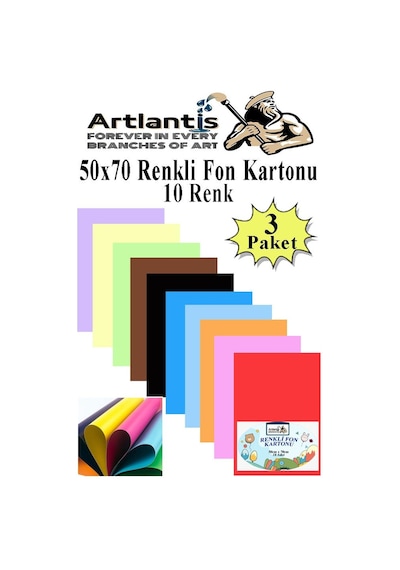 Fon Kartonu 10 Lu 50x70 Cm 3 Paket Arlantis 10 Renk Fon Kartonu 50 70 Okul Sınıf Kreş Anasınıfı
