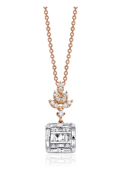 0.35 Karat Baget Pırlanta Kolye 09653270