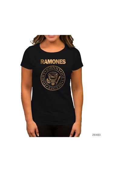 Ramones Gold Edition Siyah Kadın Tişört Siyah