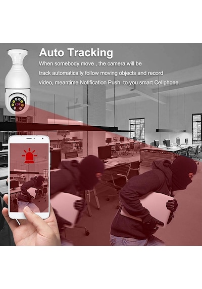Mbois Wifi 360 Panoramik Ampul Kamera Güvenlik Kamerası Çift Wifi 360 Derece Gece Görüşlü
