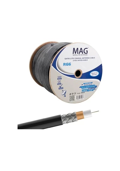 Hubrendy Sh Mag Rg6-u6 Cu-cu Bakır Yeşil Anten Kablo 300 Mt