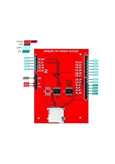 2.4 Inch 320x240 Tft Lcd Shield Resiztif Dokunmatik Microsd Soket Reset Butonu 18bit 262k Renk