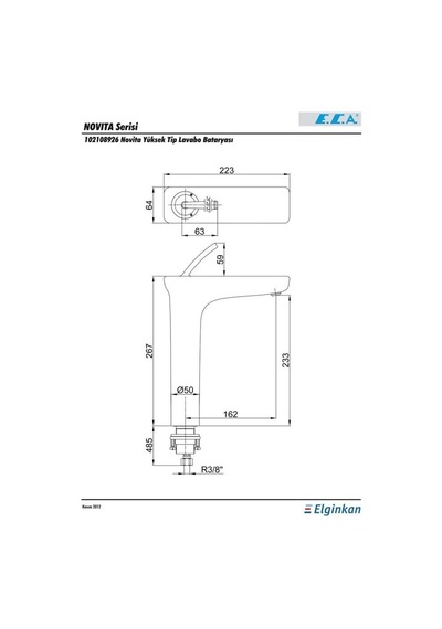 E.c.a. Novita Yüksek Tip 102108926h Lavabo Bataryası Krom