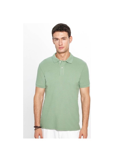 Tudors Erkek Slim Fit Dar Kesim Pamuklu Yumuşak Doku Nefes Alan Kumaş Kıvrılmaz Yaka Haki Polo Yaka Tişört-31625-haki Haki