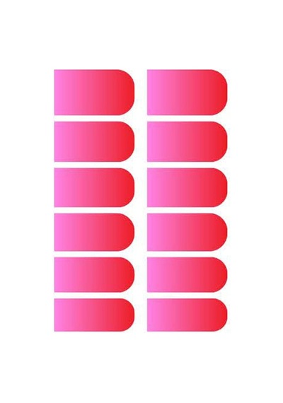 Pembe - Kırmızı Ombre Tırnak Dövmesi, Tırnak Tattoo, Nail Art, Tırnak Sticker, Nail Sticker