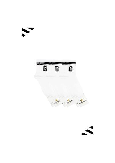 Kardeşler Çorap Unisex G Harfi Desenli Tenis Çorap Harfli Çorap 3'lü Paket Beyaz - 530648487 Beyaz