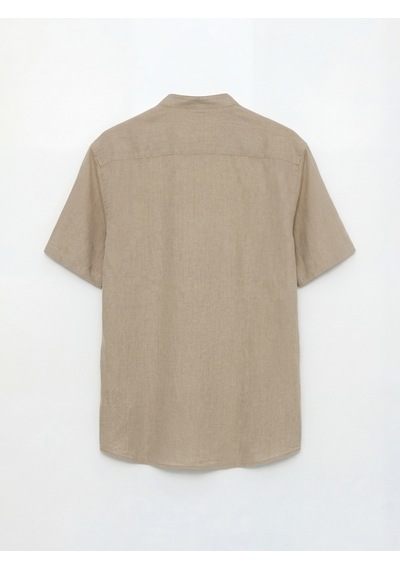 Lcwaıkıkı Classic Bej Regular Fit Keten Görünümlü Erkek Gömlek