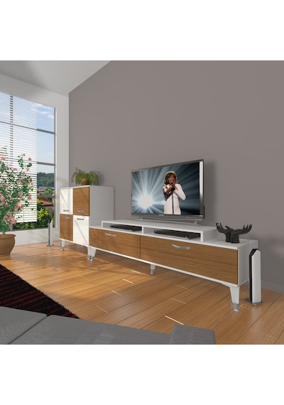 Decoraktiv Ekoflex On Slm Silver Tv Ünitesi Tv Sehpası Beyaz - Ceviz