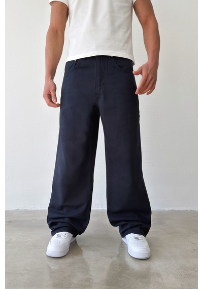 Flaw Gabardin Baggy Pantolon-29632 Lacivert