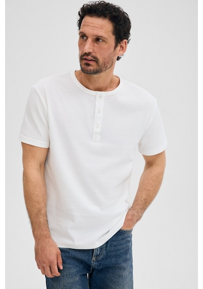 Grimelange Grımelange Calpen Organik Pamuklu Yakası Düğmeli Regular Fit Ekru T-shirt