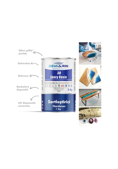 Ultra Şeffaf Döküm Tipi Kristal Clear Epoksi Reçine 3 Kg Set