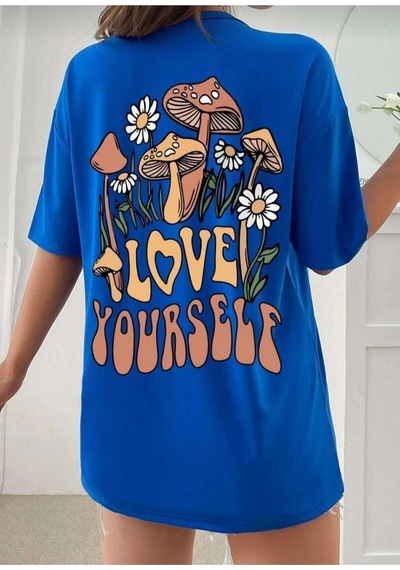 Kozia Outdoors Malkoçbey Love Yourself Baskılı T-shirt Saks Mavi