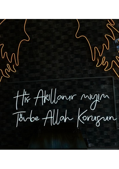 Hiç Akıllanır Mıyım Tövbe Allah Korusun Yazılı Neon Tabela Kırmızı