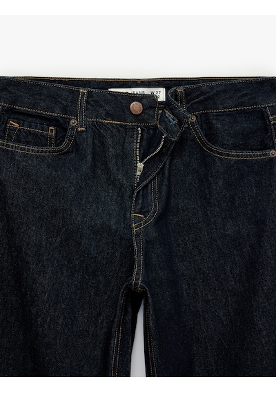 Koton Normal Bel Cepli Düğmeli Düz Paça Pamuklu Denim Pantolon - Straight Fit Jean Koyu İndigo 6sal40095md İndigo Koton Normal Bel Cepli Düğmeli Düz Paça Pamuklu Denim Pantolon - Straight Fit Jean Koyu İndigo 6sal40095md İndigo