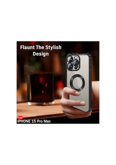Apple iPhone Uyumlu 15 Pro Max Kılıf Kamera Lens Korumalı Logo Gösteren Arkası Şeffaf Kenarları Renkli Titanium Çok Renkli