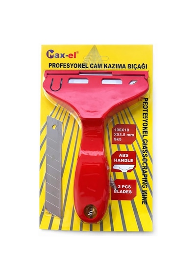 Profesyonel Cam Kazıma Bıçağı, Sk5 Çelik Keskin Uç, Abs Ergonomik Sap, 100x18 Mm, 2 Yedek Bıçaklı Cam Ve Yüze Diğer