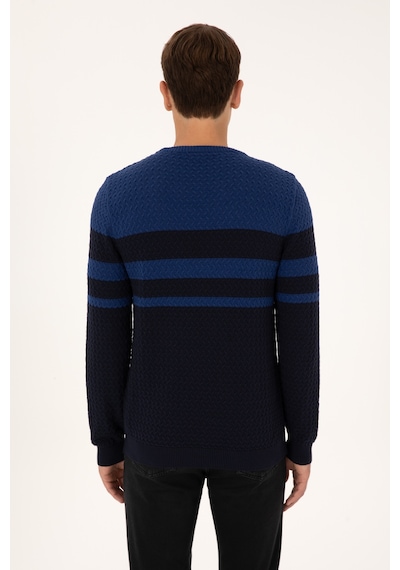 U.S. Polo Assn. Erkek Slim Fit Bisiklet Yaka Lacivert Kazak 50308460-VR033