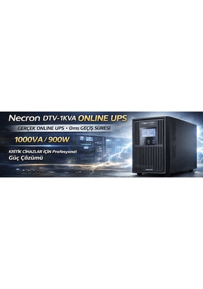 Necron Dtv-1kva Dt-v Serisi 1 Kva Online Ups 1000va 900w 0ms Geçiş Süresi Saf Sinüs Lcd Ekran