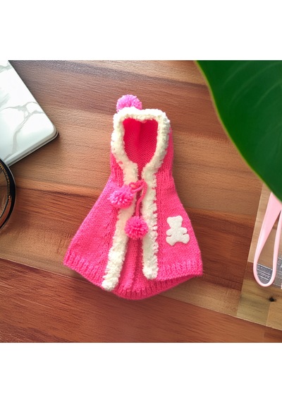 Kedi Ve Köpek İçin Pembe Kapüşonlu Pelerin
