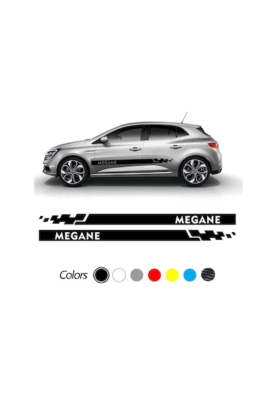 Renault Megane Damalı Yan Kapı Şerit Sticker Etiket Modeli