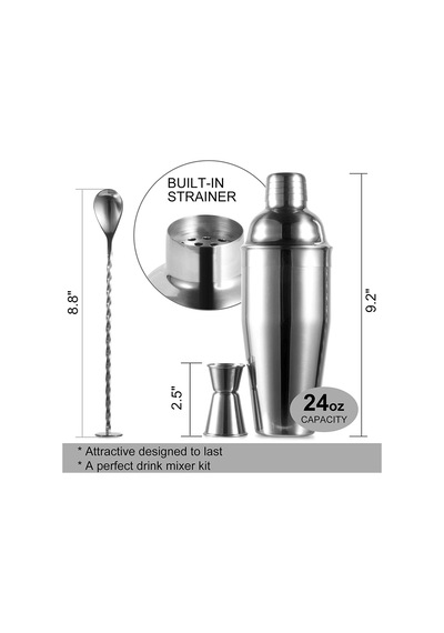 3 Parça Kokteyl Seti 750ml Avantajlı Shaker Paketi