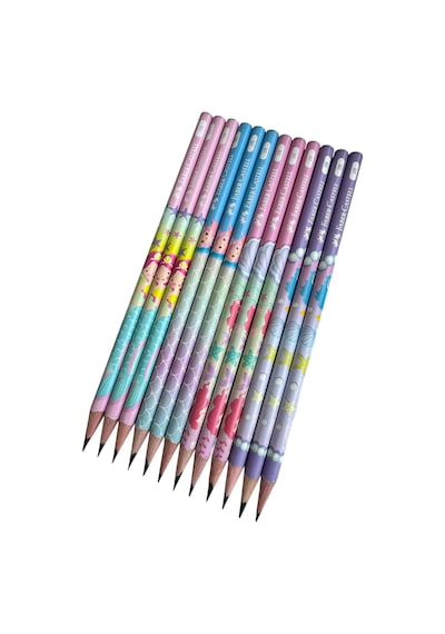 Faber Castell Faber-castell Deniz Kızı Desenli Kurşun Kalem, 2b, 12'li Set, Pastel Renkli Çok Renkli