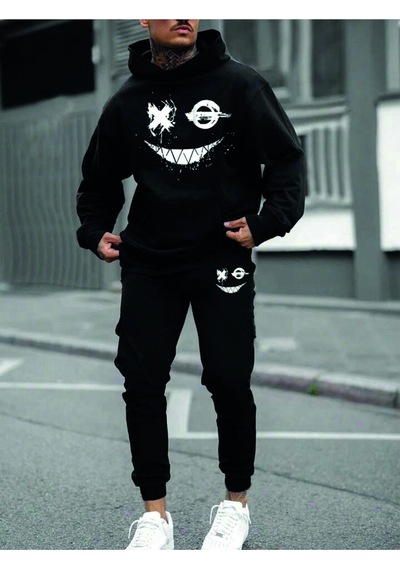 Hunors Sportswear & Company Siyah Erkek Oversize Basic Kapüşonlu Paçası Lastikli Beast Moda Baskılı Pamuklu Eşofman Takımı Simsiyahh Hunors Sportswear & Company Siyah Erkek Oversize Basic Kapüşonlu Paçası Lastikli Beast Moda Baskılı Pamuklu Eşofman Takımı Simsiyahh