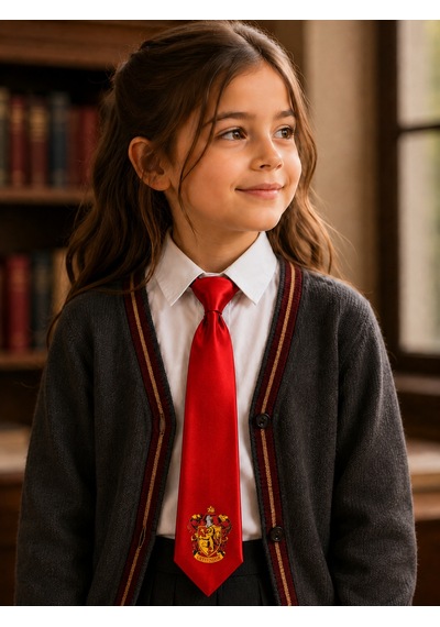 Herşeynota Harry Potter Gryffindor Kravat Kırmızı Renk Ayarlanabilir Lastikli 3-10 Yaş Unisex Çocuk Kravatı Açık Gri