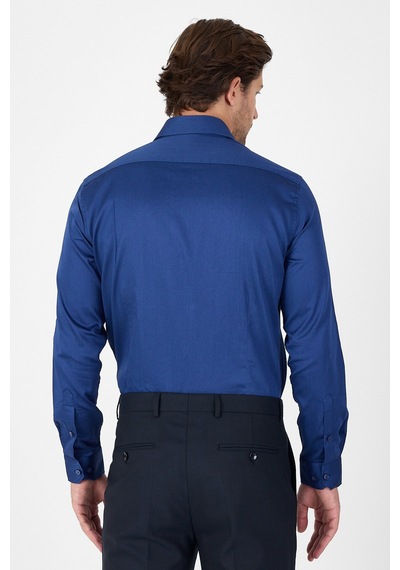 İmza Lacivert Sert Yaka Düz Classic %100 Pamuk Slim Fit Gömlek 1004250324 Lacivert