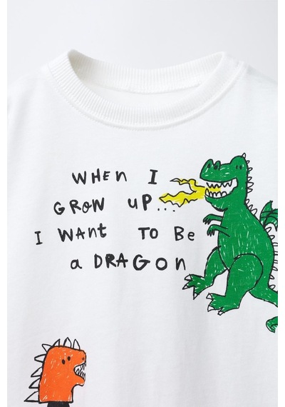 Magu Erkek Çocuk Pamuklu Ejderha Baskılı T-shirt Şort Takım Çok Renkli