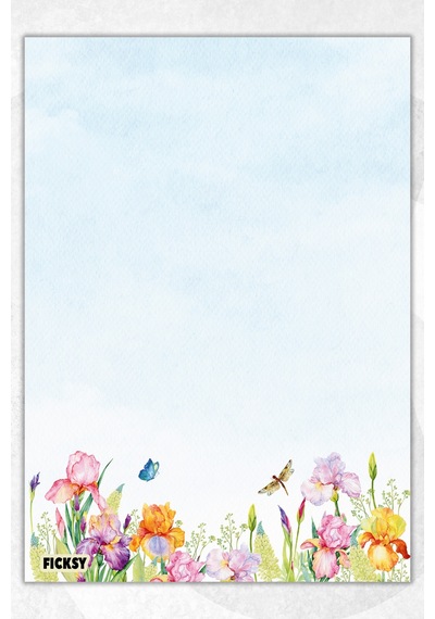 A5 Çiçek Bloknot Çizgisiz Defter - 50 Yaprak - Memopad - Notepad - Not Defteri - Not Kağıdı - 1309 Çok Renkli