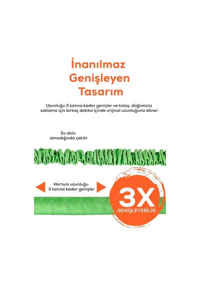 Jenerik 20 Metre Teleskopik Uzayan Bahçe Hortumu - 7 Fonksiyonlu Tetikli Tabanca