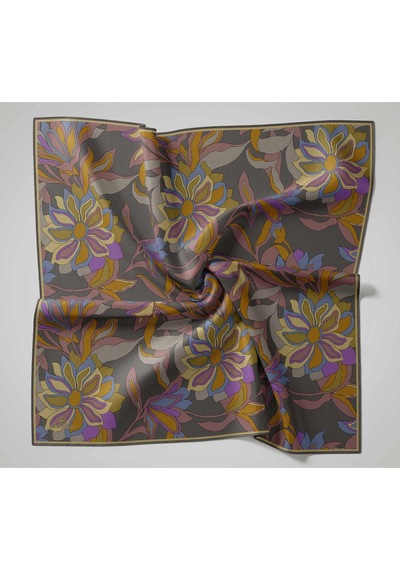 Silk Home Olinda İpek Eşarp 47003-09 Haki, İndigo, Gül Kurusu, Mor, Taba