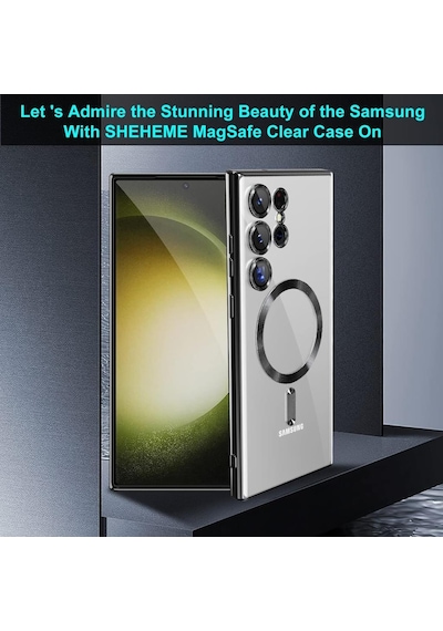 Samsung Galaxy S25 Ultra İçin Magsafe İle Uyumlu Kılıf Kamera Lensli Korumalı Şeffaf Silikon Kapak Siyah