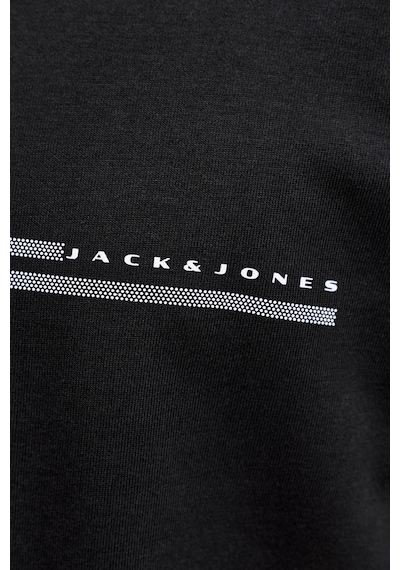 Jack & Jones Jcofusıon Erkek Basic Tişört Bisiklet Yaka, Göğüs Logolu Siyah