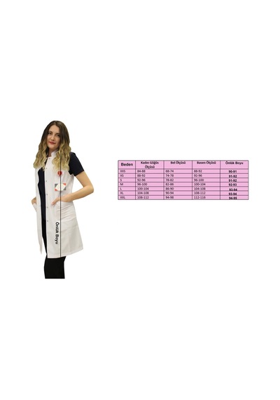 Hakim Yaka Kadın Doktor Önlüğü Hemşire Öğretmen Beyaz Önlük (508604300)