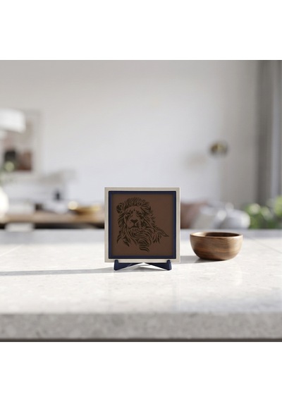 Aslan Motifli Modern Dekoratif Obje, Ev Ve Ofis Dekorasyonu İçin Şık Masaüstü Aksesuarı 10x10 Cm