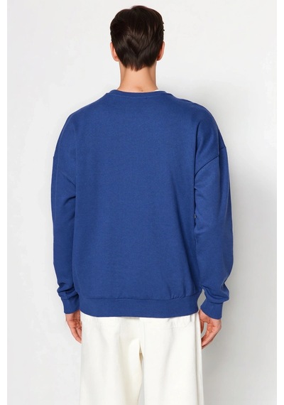 Benerly Erkek Bisiklet Yaka Standart Kol Oversize Fit Sweatshirt Fonksiyo Lacivert